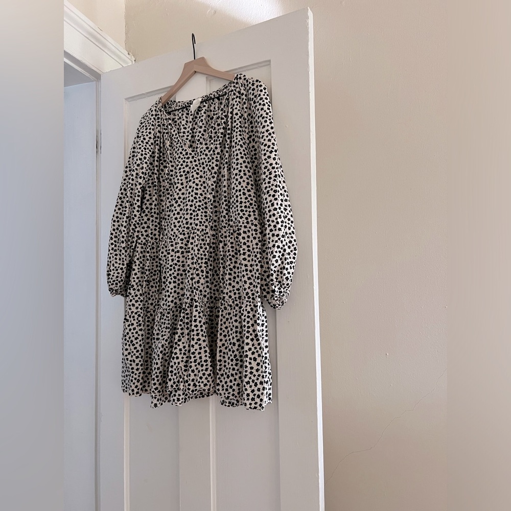H&M Black Ditsy Floral Dress, Sz L